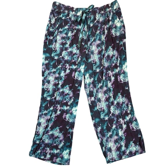 Cacique Sleep PJ Set Pants Tie Waist Elastic Waistband Tie Dye Print Size 18 20 - Picture 1 of 7